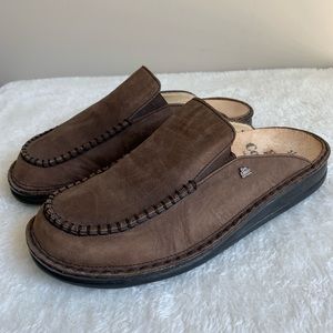 FINN COMFORT suede Leather Moc Toe Slide Mules